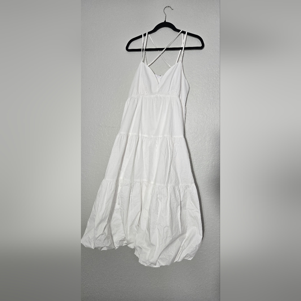 English Factory White Tiered Maxi Dress with Spaghetti Straps
